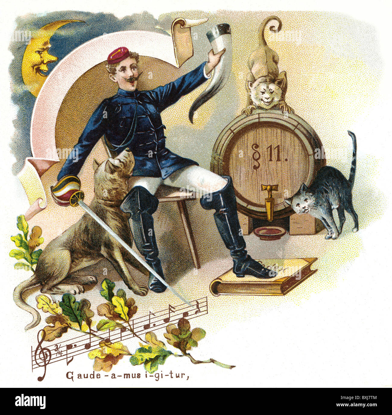 Persone, studenti, studenti che bevono e cantano, litografia, Germania, 1898, diritti aggiuntivi-clearences-non disponibile Foto Stock