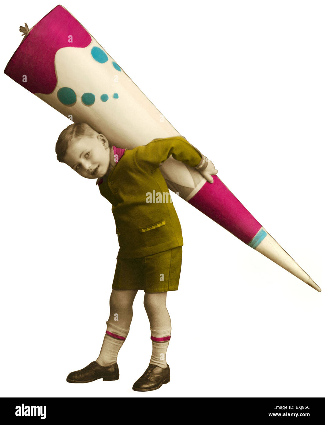 Istruzione, scuola, ragazzo con cono scolastico, Germania, circa 1927, diritti aggiuntivi-clearences-non disponibile Foto Stock