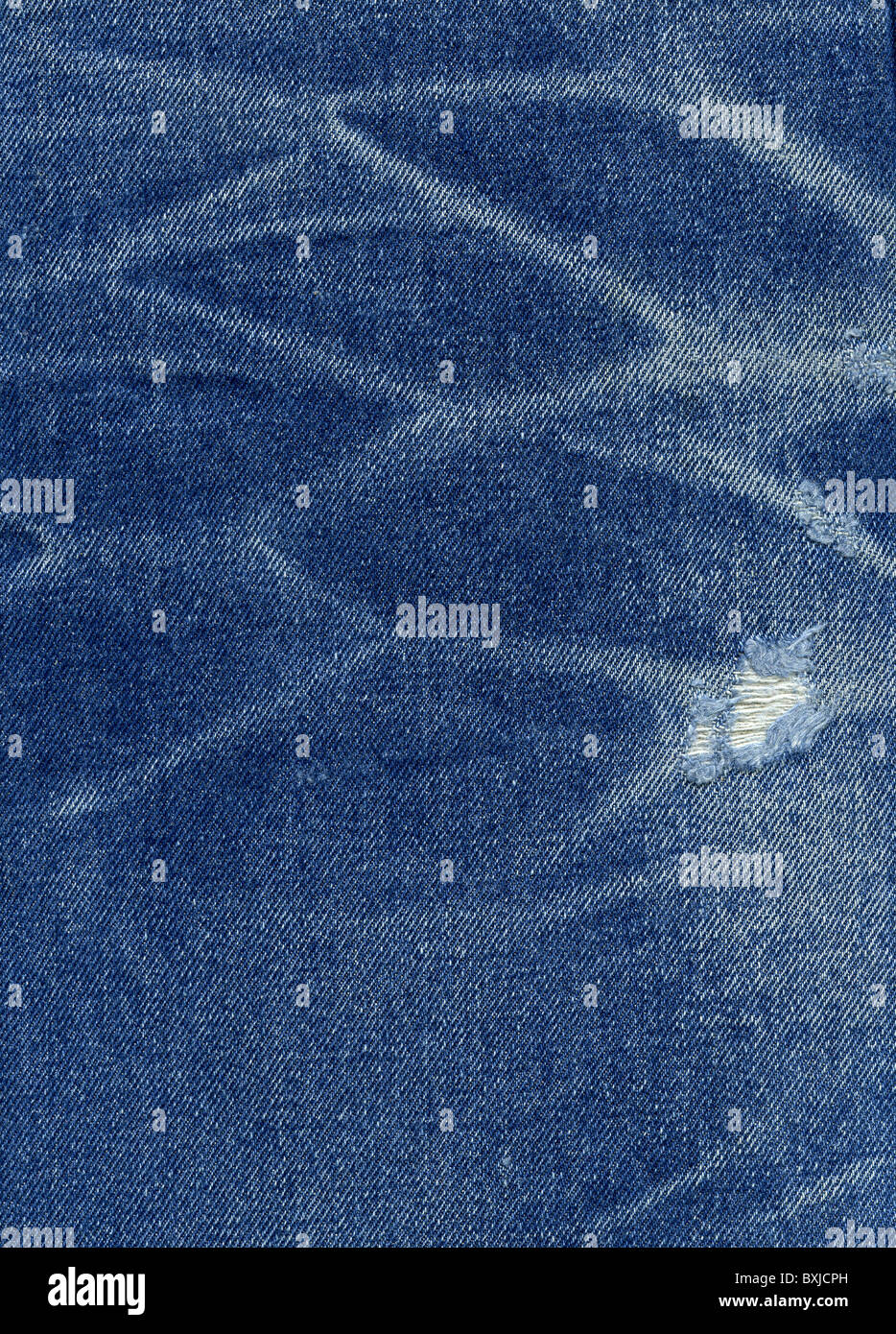 Biancheria a strisce blu testurizzato lacerato tessuto denim sfondo Foto Stock