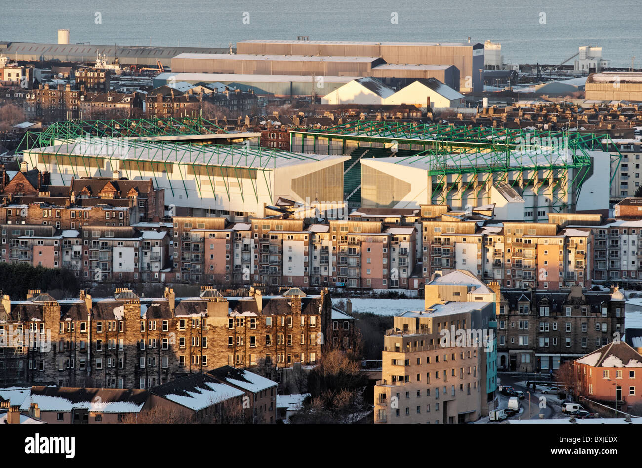 L'Hibernian Football Club Easter Road Stadium di calcio, Edimburgo, Scozia, Regno Unito. Foto Stock