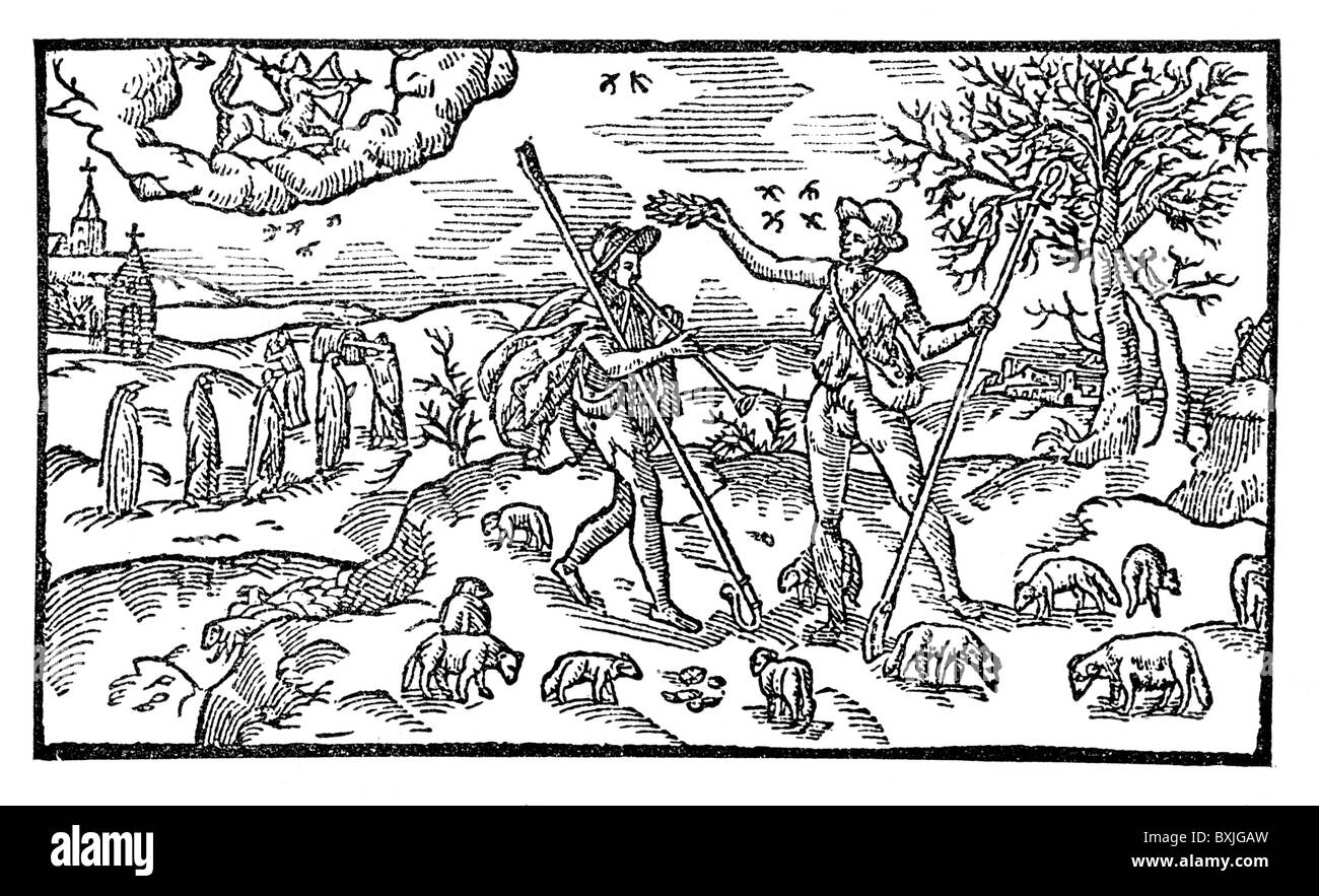 Il pastore la calendario; Novembre; illustrazione per la Poesia dello stesso nome da Edmund Spenser, 1579; B & W illustrazione Foto Stock