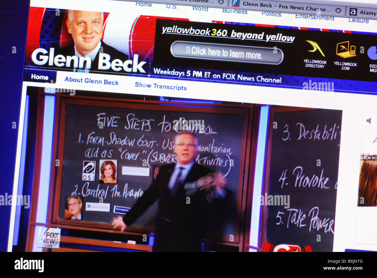 Live streaming video su American commentatore conservatore Glenn Beck's website Foto Stock