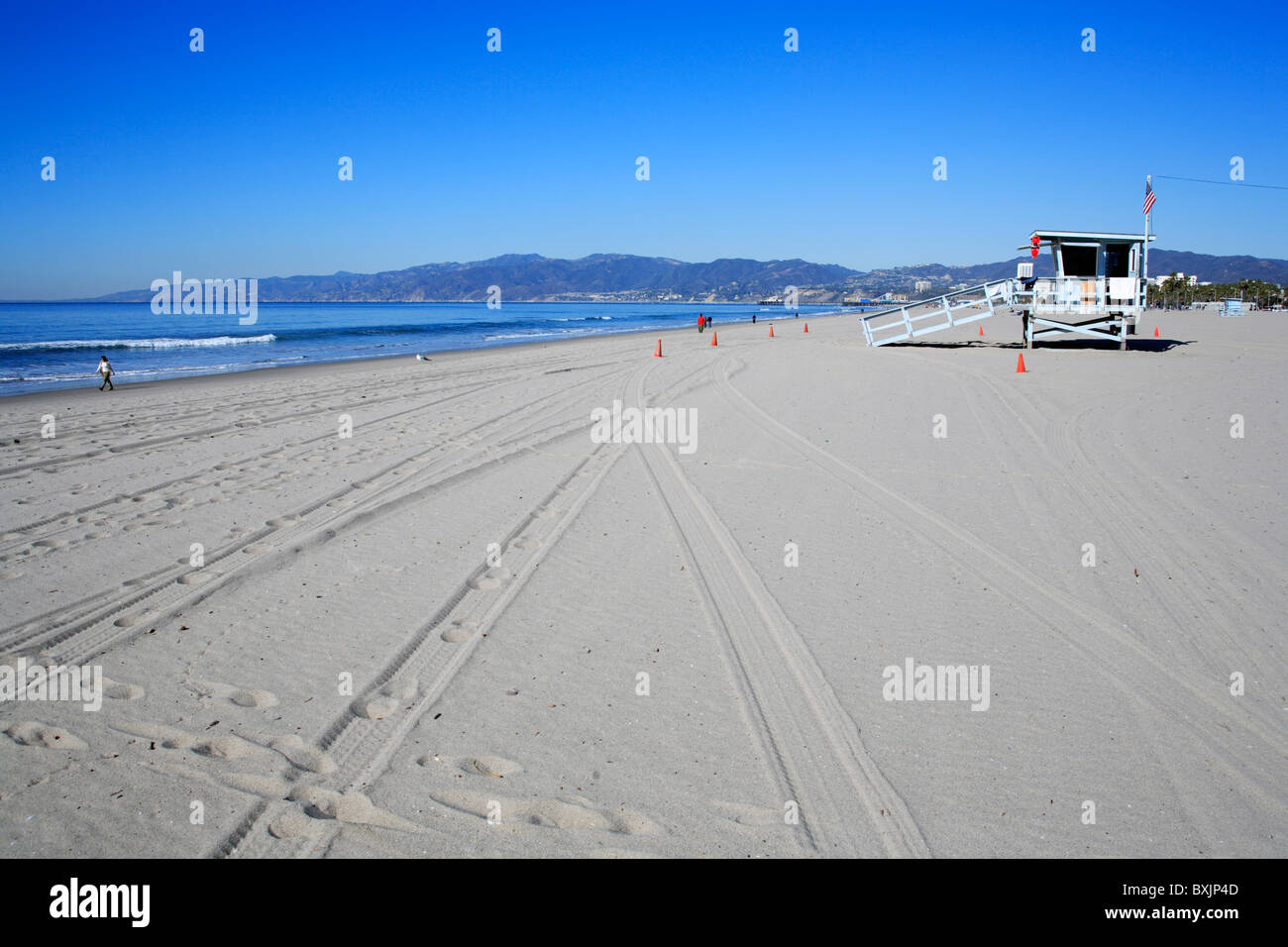 Bagnino torre di guardia presso la spiaggia di Venezia, los angeles, santa Monica, California, Stati Uniti d'America Foto Stock