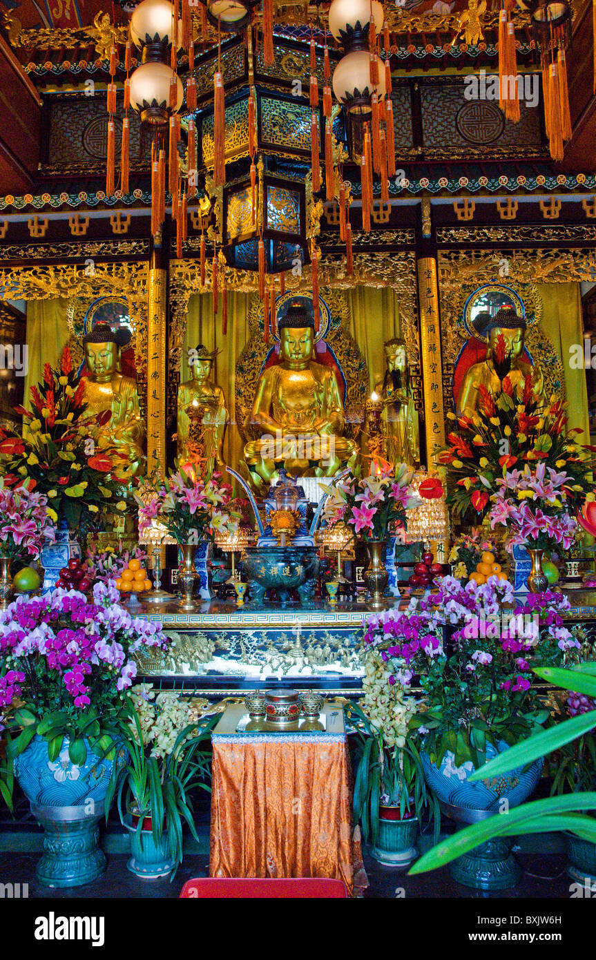 Interno del Monastero Po Lin a Ngong Ping Lantau Island Hong Kong Cina Foto Stock