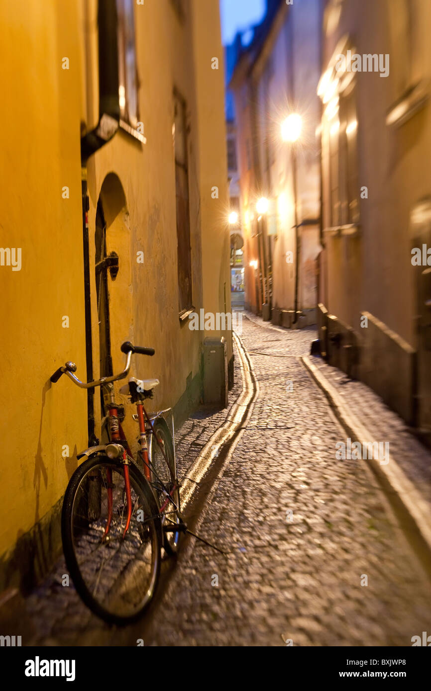 Storico Old Street di Gamla Stan Città Vecchia di Stoccolma Svezia Foto Stock