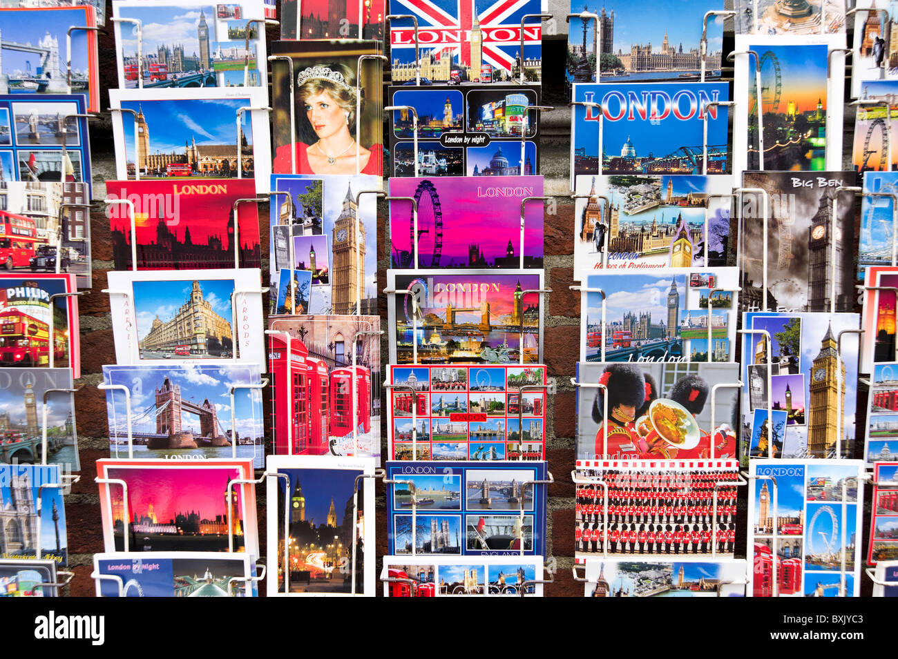 Cartoline di famosi siti di interesse turistico in London, England, Regno Unito Foto Stock