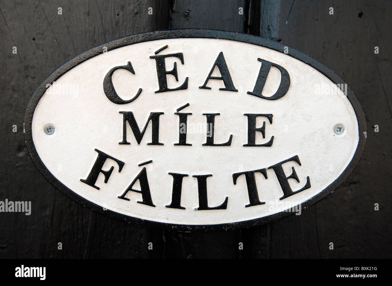 "Cead Mile Failte' segno, un comune saluto o salute in Irlanda (Eire). Foto Stock