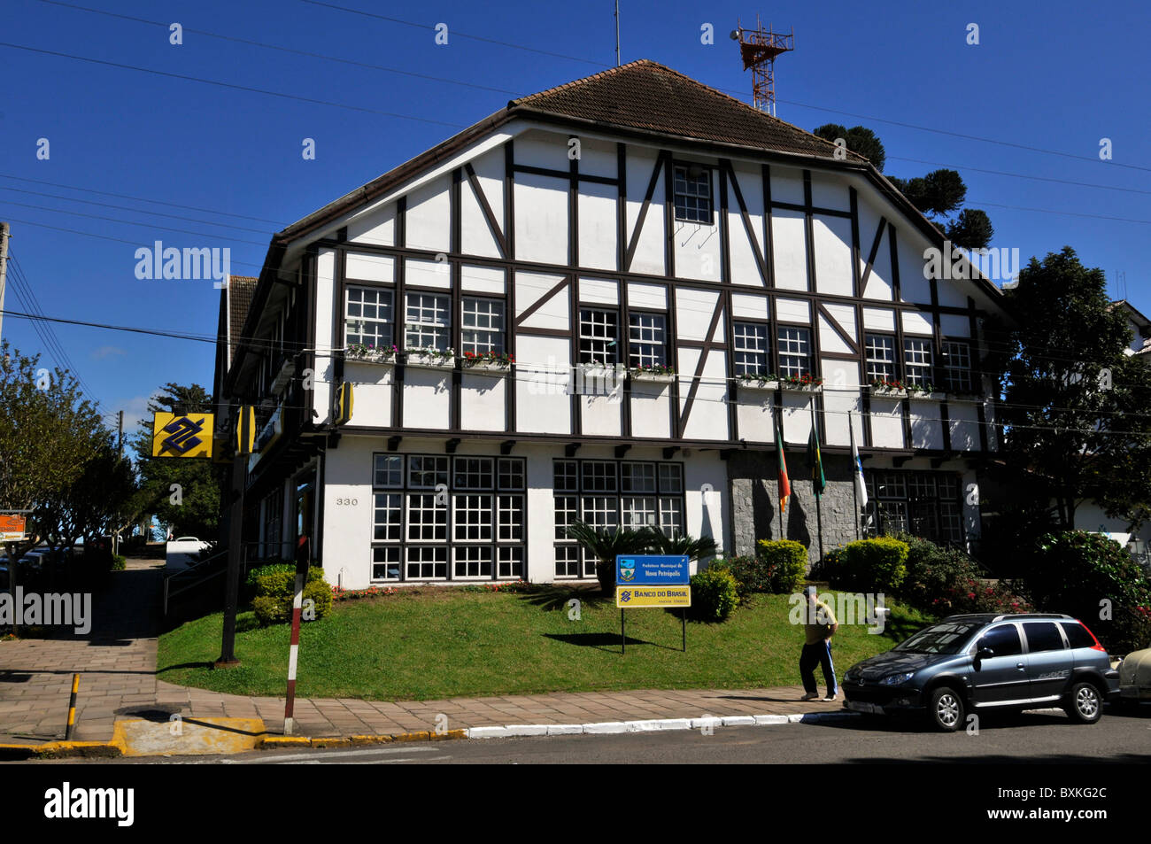 Tipico tedesco edificio in stile coloniale, Nova Petropolis, Rio Grande do Sul - Brasile Foto Stock
