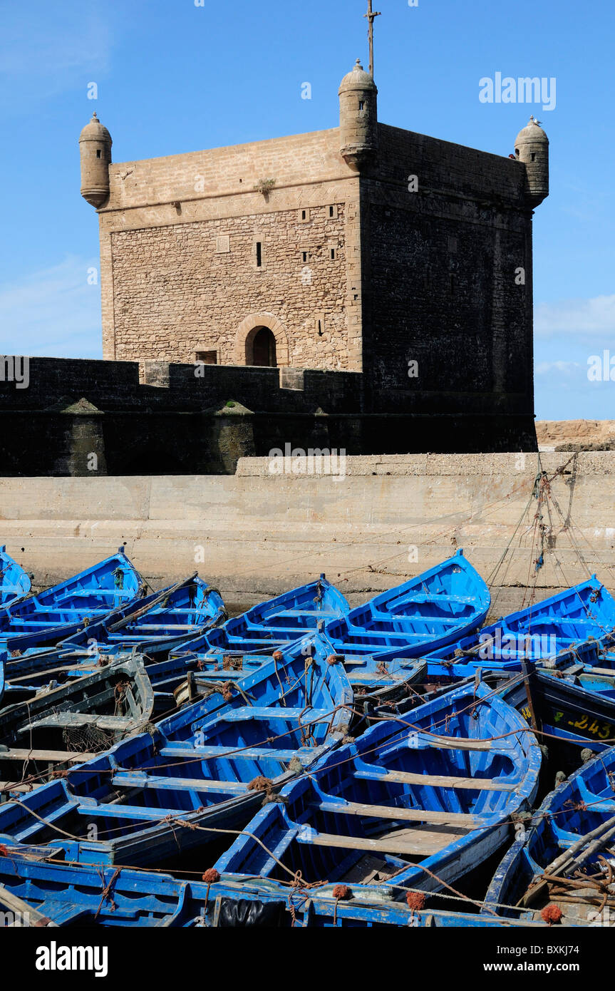 Barche da pesca con bastioni, Skala du Port Foto Stock