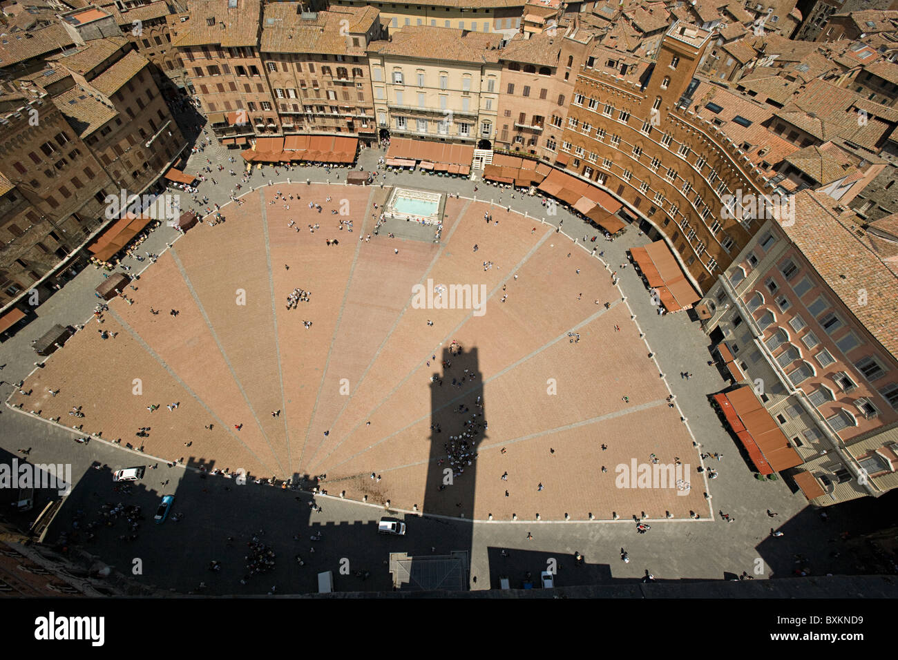 Vista aerea di Piazza del Campo a Siena, Italia Foto Stock