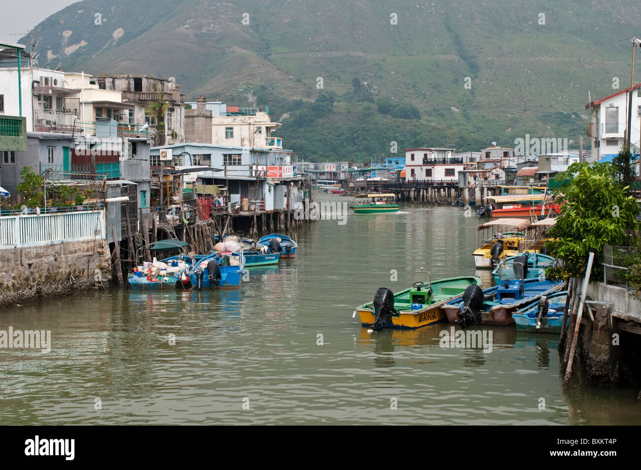 Fiume in Tai O villaggio, l'Isola di Lantau, Hong Kong, Cina Foto Stock