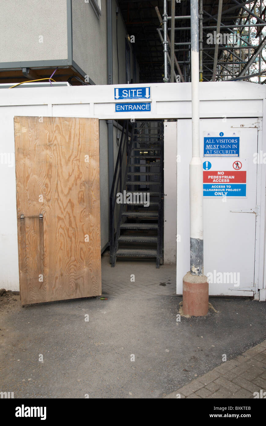 Ingresso Sito in una zona di costruzione Regno Unito Foto Stock