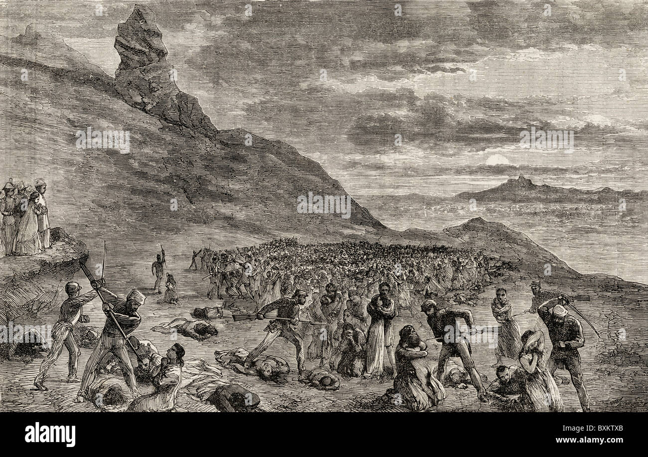 La persecuzione e il massacro dei cristiani dell isola di Madagascar nel 1849. Foto Stock