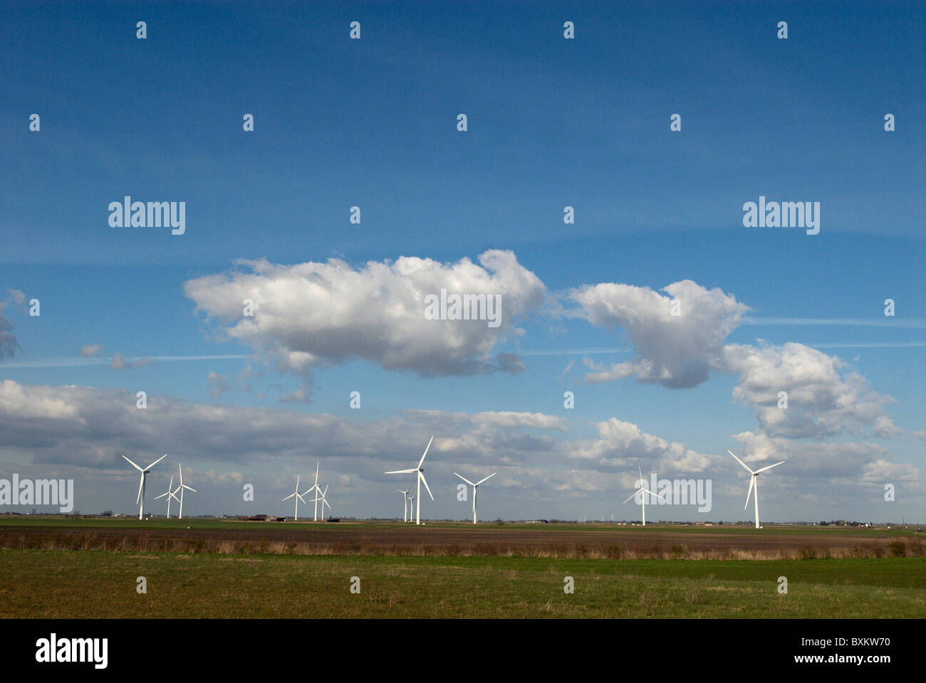 Wind Farm in Cambridgeshire Regno Unito Foto Stock