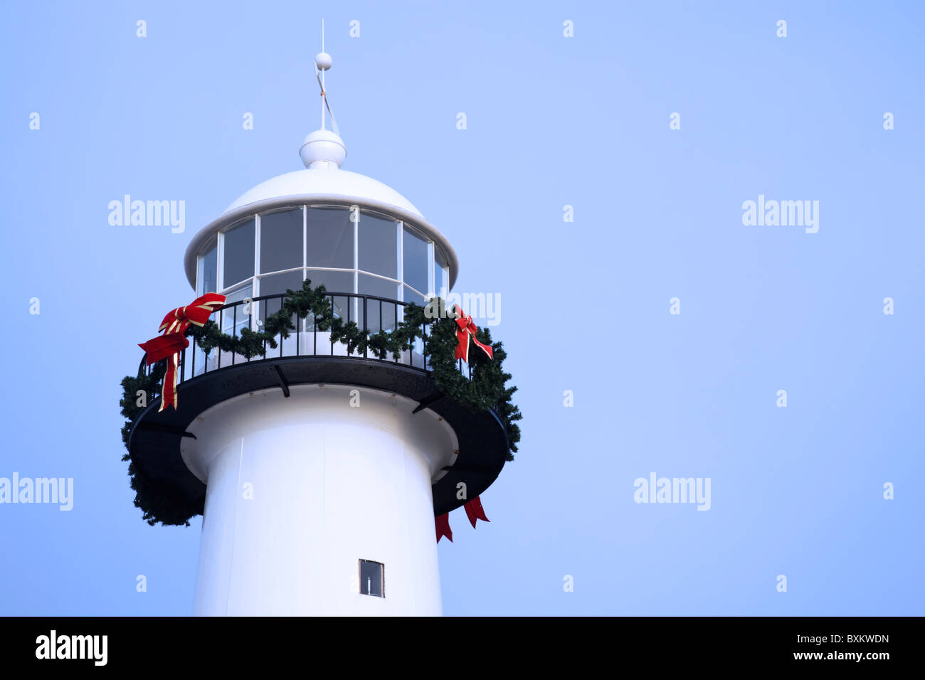 Biloxi Lighthouse - visto il tempo di Natale Foto Stock