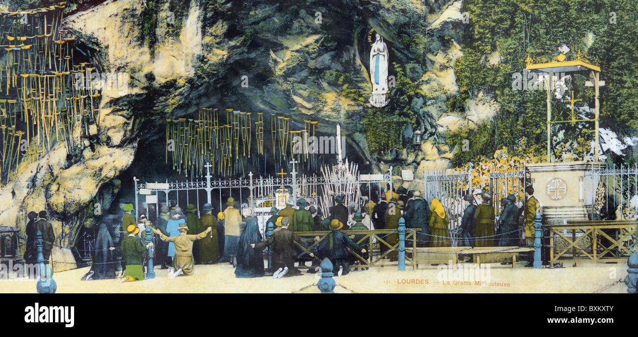 Religione, cristianesimo, pellegrinaggio, Lourdes, grotta di Lourdes, circa 1915, diritti aggiuntivi-clearences-non disponibile Foto Stock