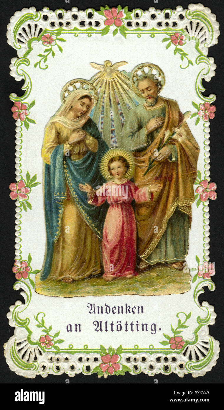 Religione, Cristianesimo, Sacra Famiglia, con Gesù bambino, litografia, Germania, circa 1900, diritti aggiuntivi-clearences-non disponibile Foto Stock