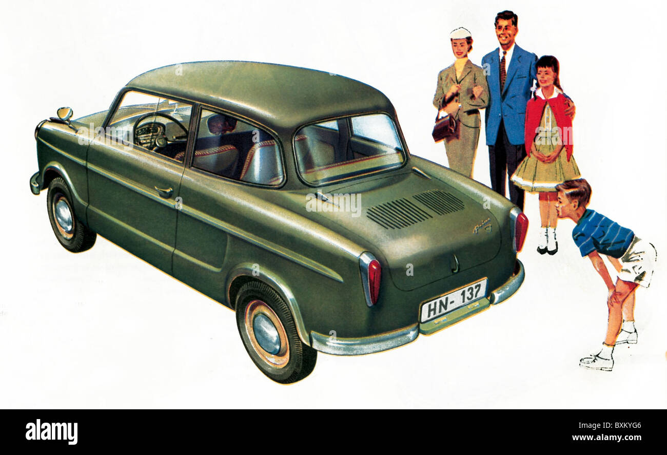Trasporto / trasporto, auto, varianti di veicoli, NSU principe, famiglia guardando l'auto, pubblicità, NSU Werke Aktiengesellschaft Neckarsulm, Germania, 1958, 1950, 20 ° secolo, storico, storico, limousine, limousine, berlina, limousine, sedani, berlina a cinque porte, modello a due porte, quattro posti, taglio economico, quattro, macchine, taglio, Diritti-aggiuntivi-clearences-non-disponibili Foto Stock