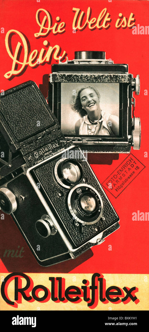 Pubblicità, fotografia, fotocamere, Rolleiflex, Rollei, fotocamera, Germania, circa 1939, diritti aggiuntivi-clearences-non disponibile Foto Stock