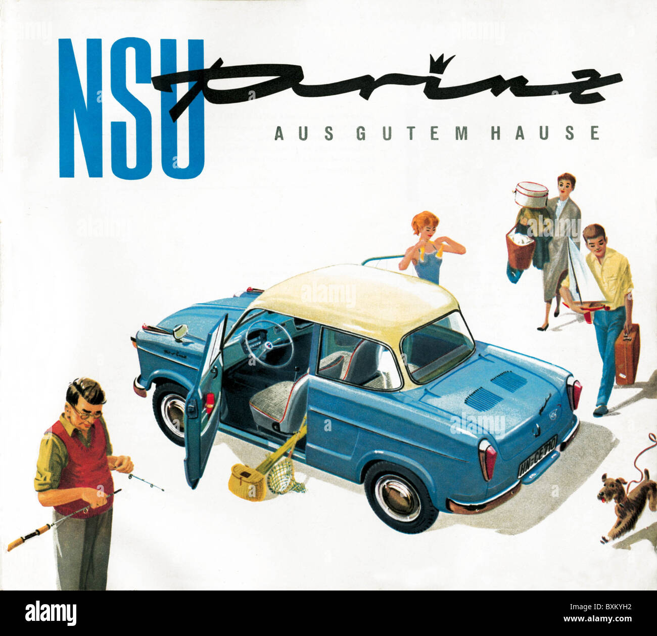 Pubblicità, automobili, NSU Prinz II, limousine con due porte, quattro posti, tutta la carrozzeria in acciaio, 20 cavalli vapore, cilindrata : 583 ccm, Germania, 1958, diritti aggiuntivi-clearences-non disponibile Foto Stock