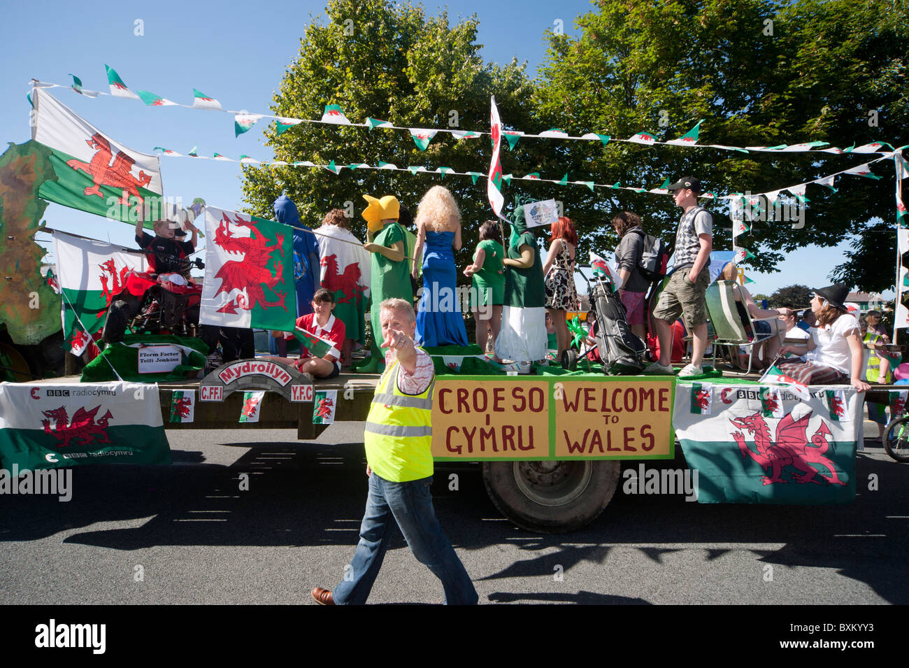 Aberaeron il carnevale è organizzato ogni anno dalla città Aberaeron Comitato di miglioramenti, il carnevale di colori per il 2010 sono di colore rosa Foto Stock