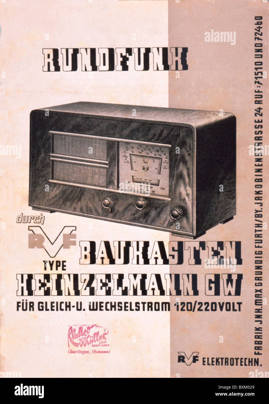 Broadcast, radio, radio set Heinzelmann, advertising, 1946, Additional-Rights-clearences-not available Foto Stock
