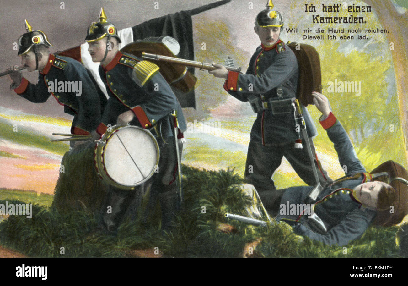 Prima guerra mondiale /WWI/, guerre mondiali, 1°, soldato ferito sul campo di battaglia, Germania, 1915, Additional-Rights-Clearences-Not Available Foto Stock