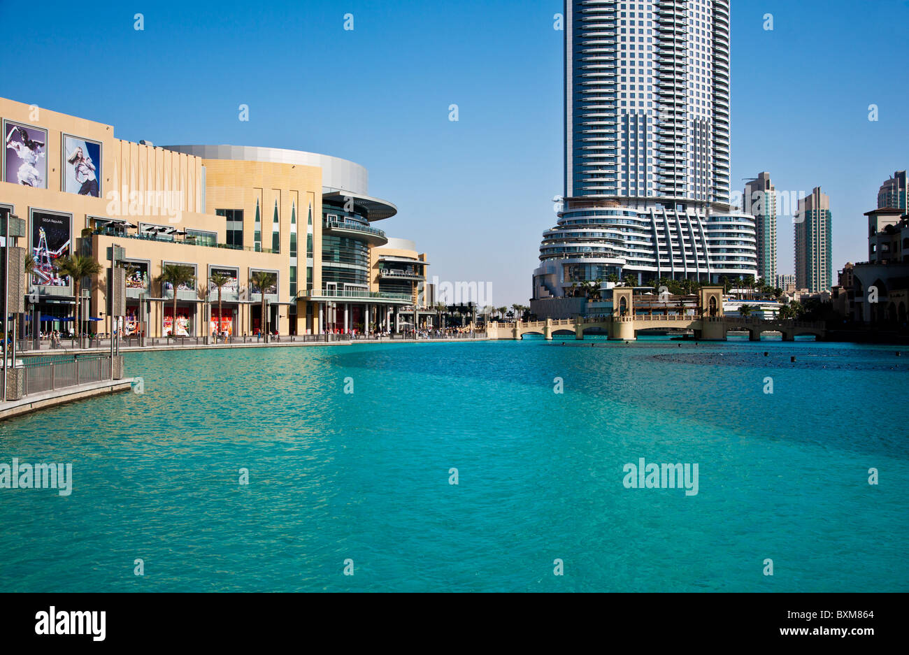 Il Dubai Mall e il lusso a 5 Stelle Indirizzo Hotel nel centro cittadino di Dubai, Emirati Arabi Uniti, Emirati arabi uniti Foto Stock