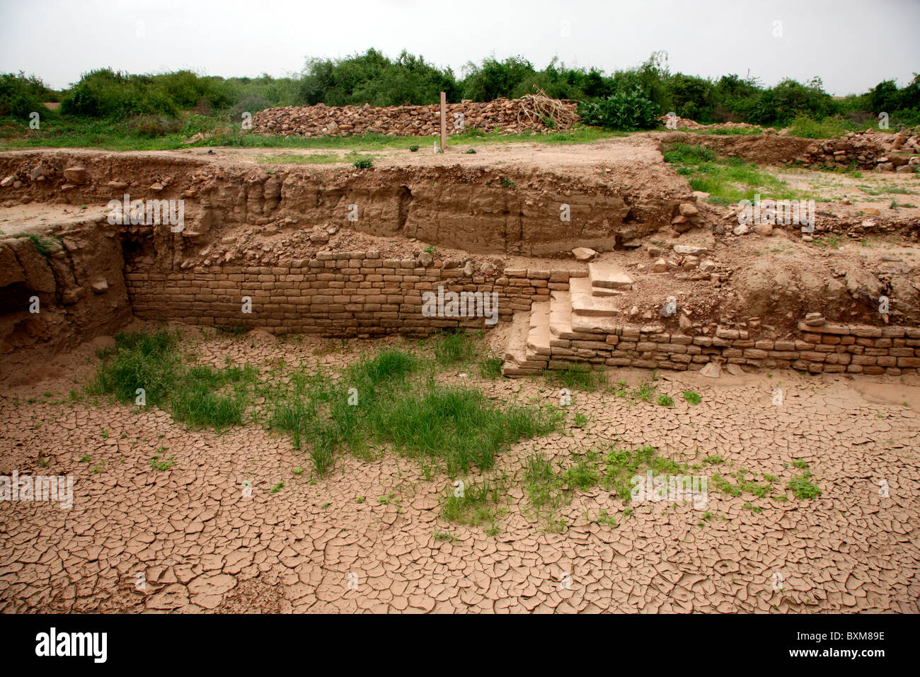 Resti di civiltà Harappan presso il sito di scavo di Dholavira, Gujarat, India Foto Stock
