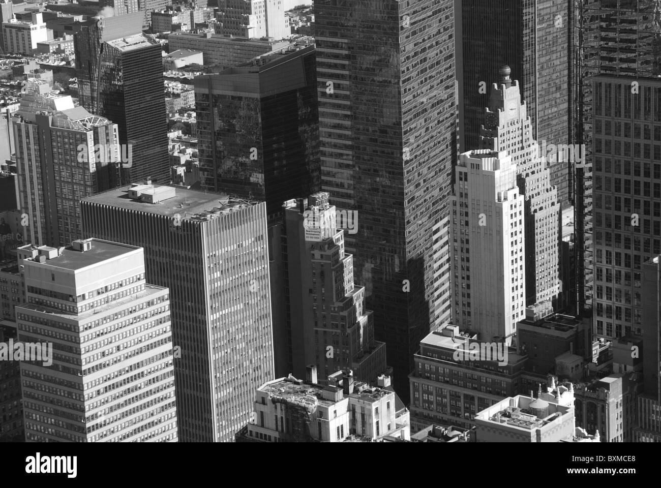 Vista dall'Empire State Building alla Banca Destrict di Manhattan Foto Stock