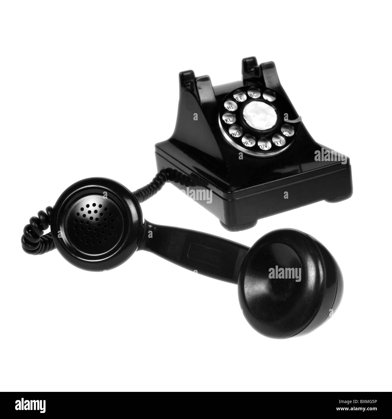 Vintage retrò telefono rotante su sfondo bianco Foto Stock