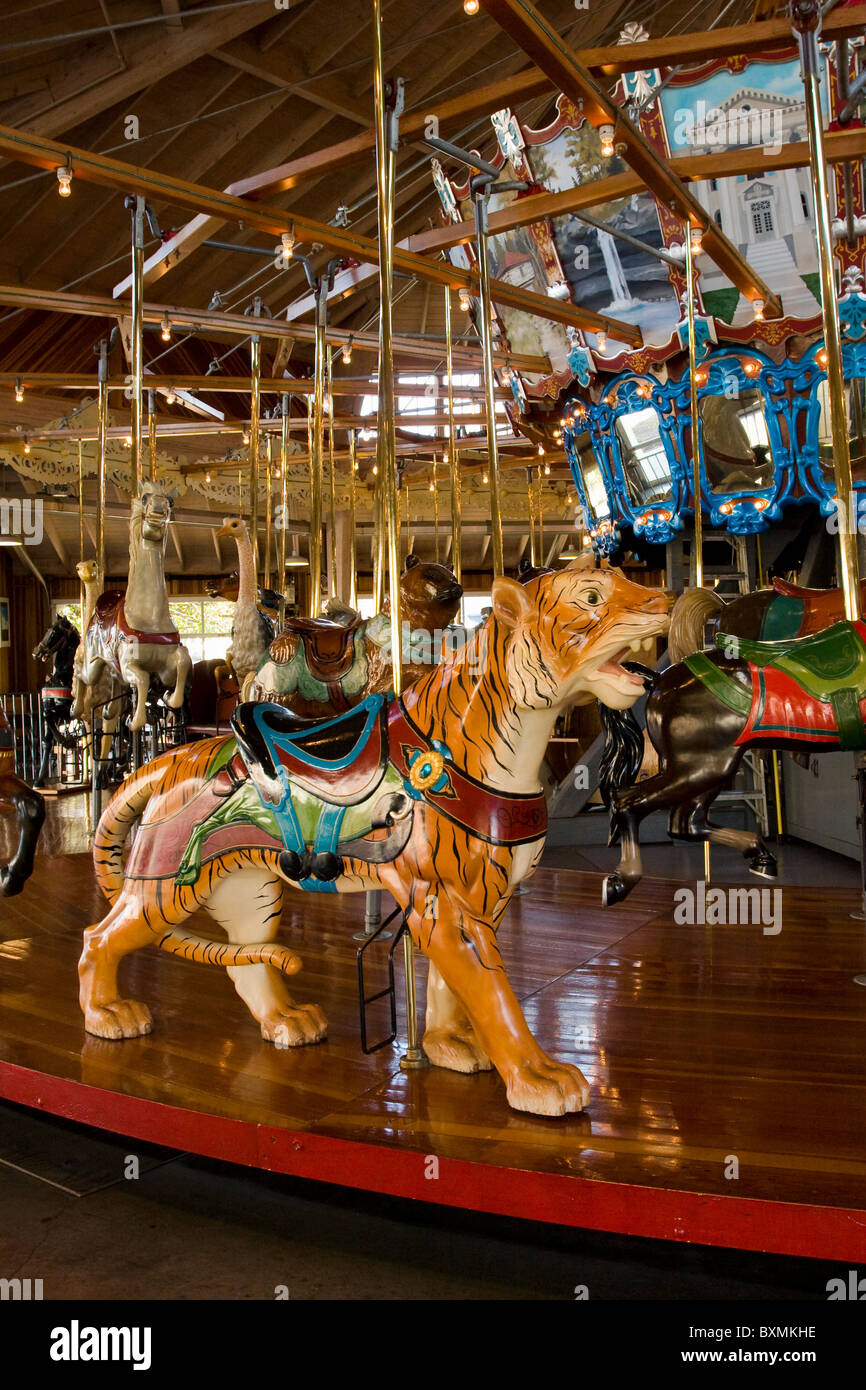 Giostra Tiger. Giostra a Richland giostra Park. Mansfield, Ohio, Stati Uniti d'America. Foto Stock