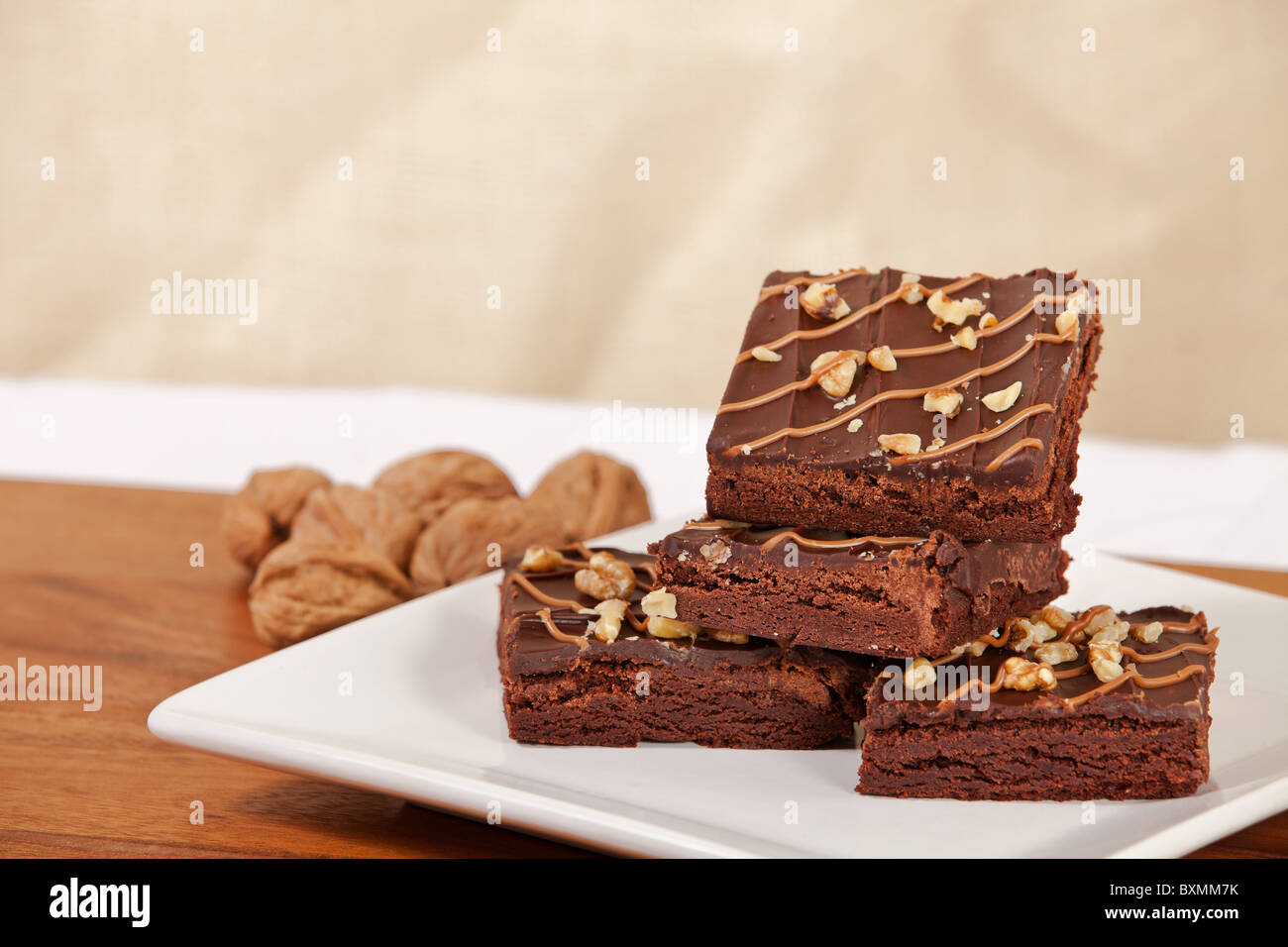 Piastra del noce brownie tartaruga con spazio per la copia Foto Stock