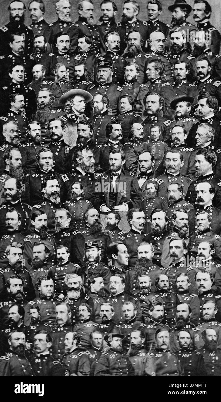 I funzionari degli Stati Uniti dell'Unione in ambito militare durante la guerra civile americana di 1861 al 1865 unione noi Foto Stock