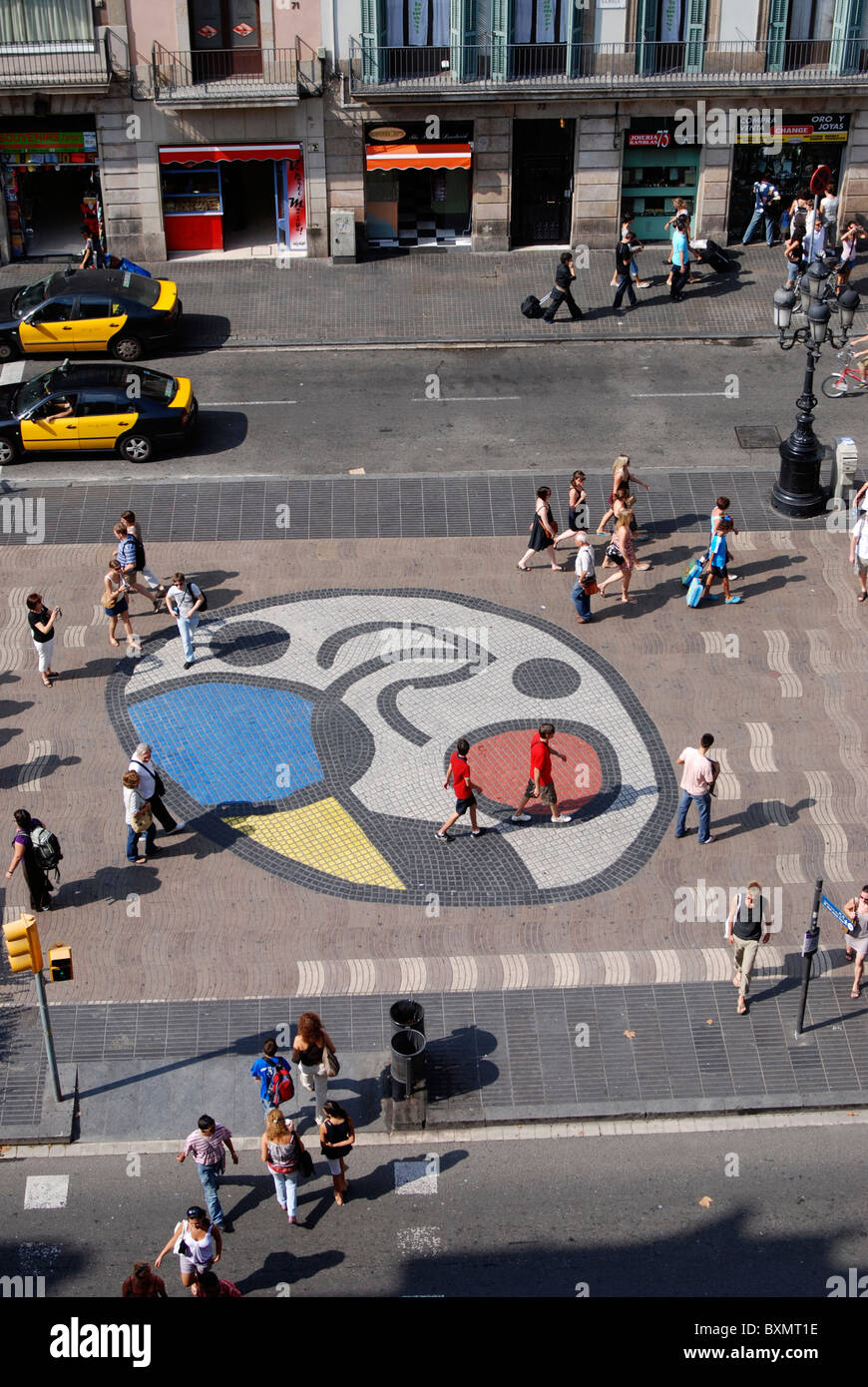 Las Ramblas di Barcellona, Miró design Foto Stock