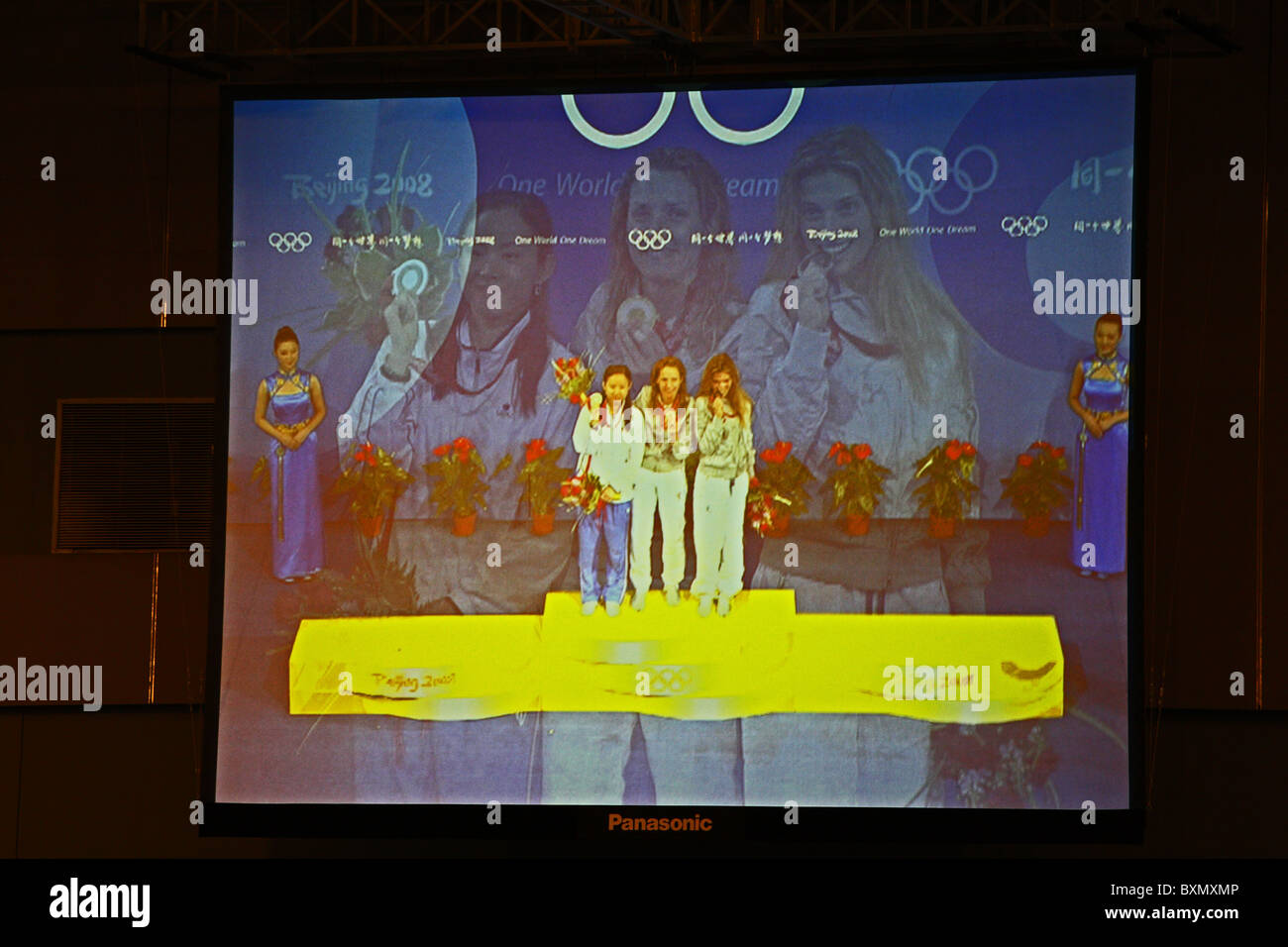 Cerimonia dei vincitori per le Femminile italiane ai Giochi Olimpici di Pechino, Cina Foto Stock