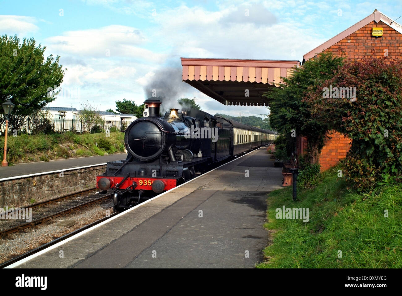 Treno a vapore sul West Somerset railway Foto Stock