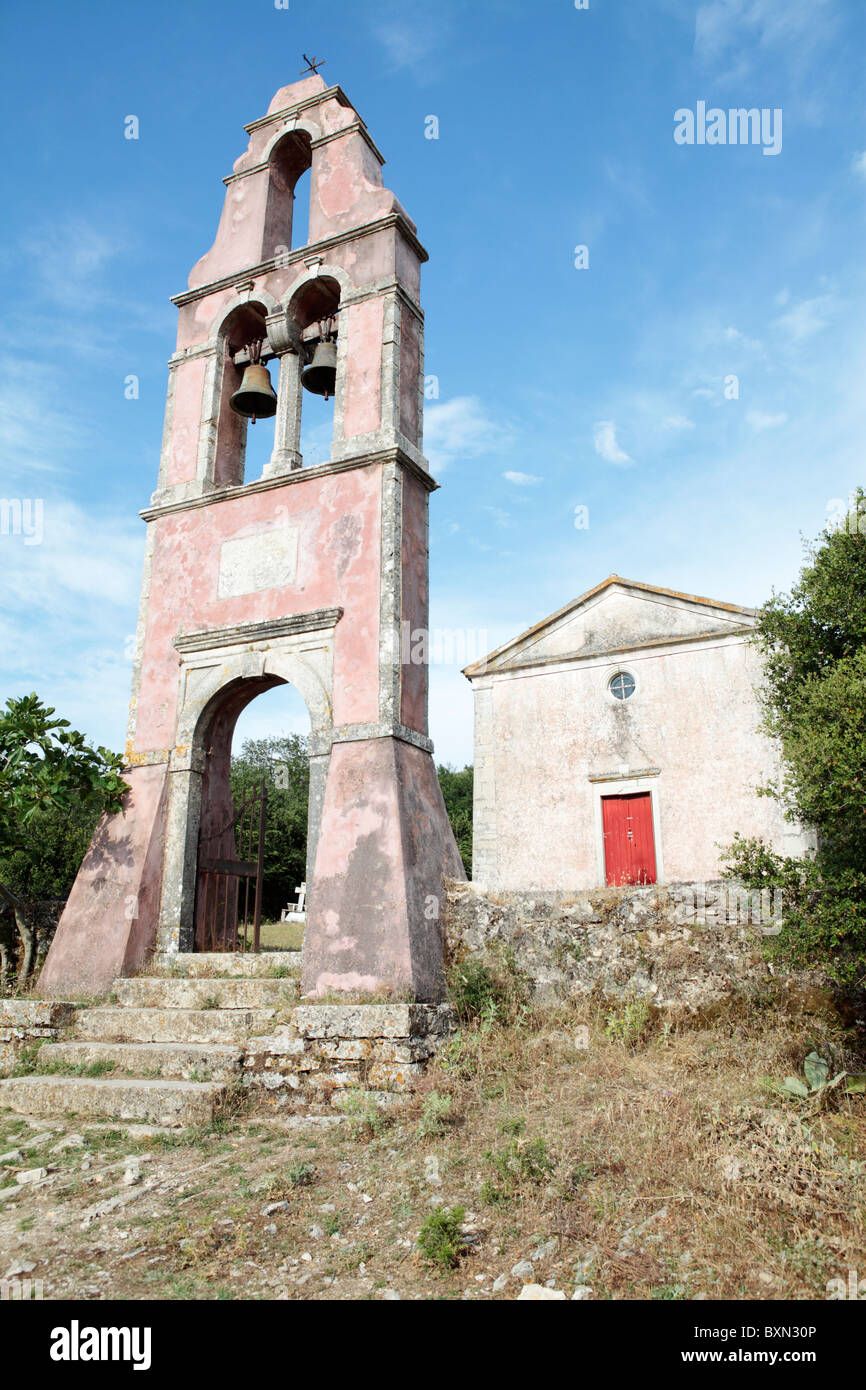 Palià Perithia Corfu villaggio abbandonato la Grecia Chiesa Foto Stock