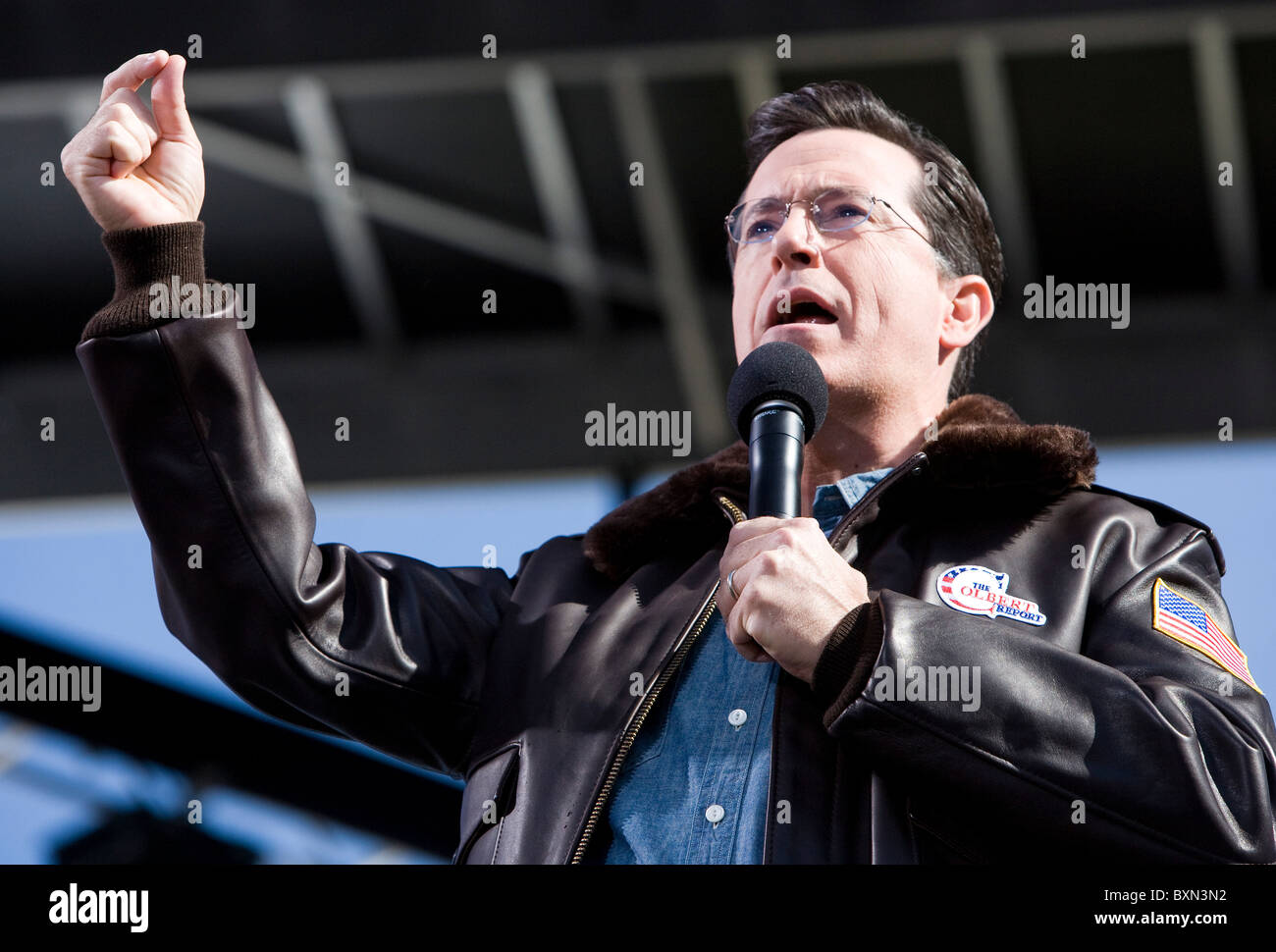 Stephen Colbert al Rally per ripristinare la salute e/o la paura. Foto Stock