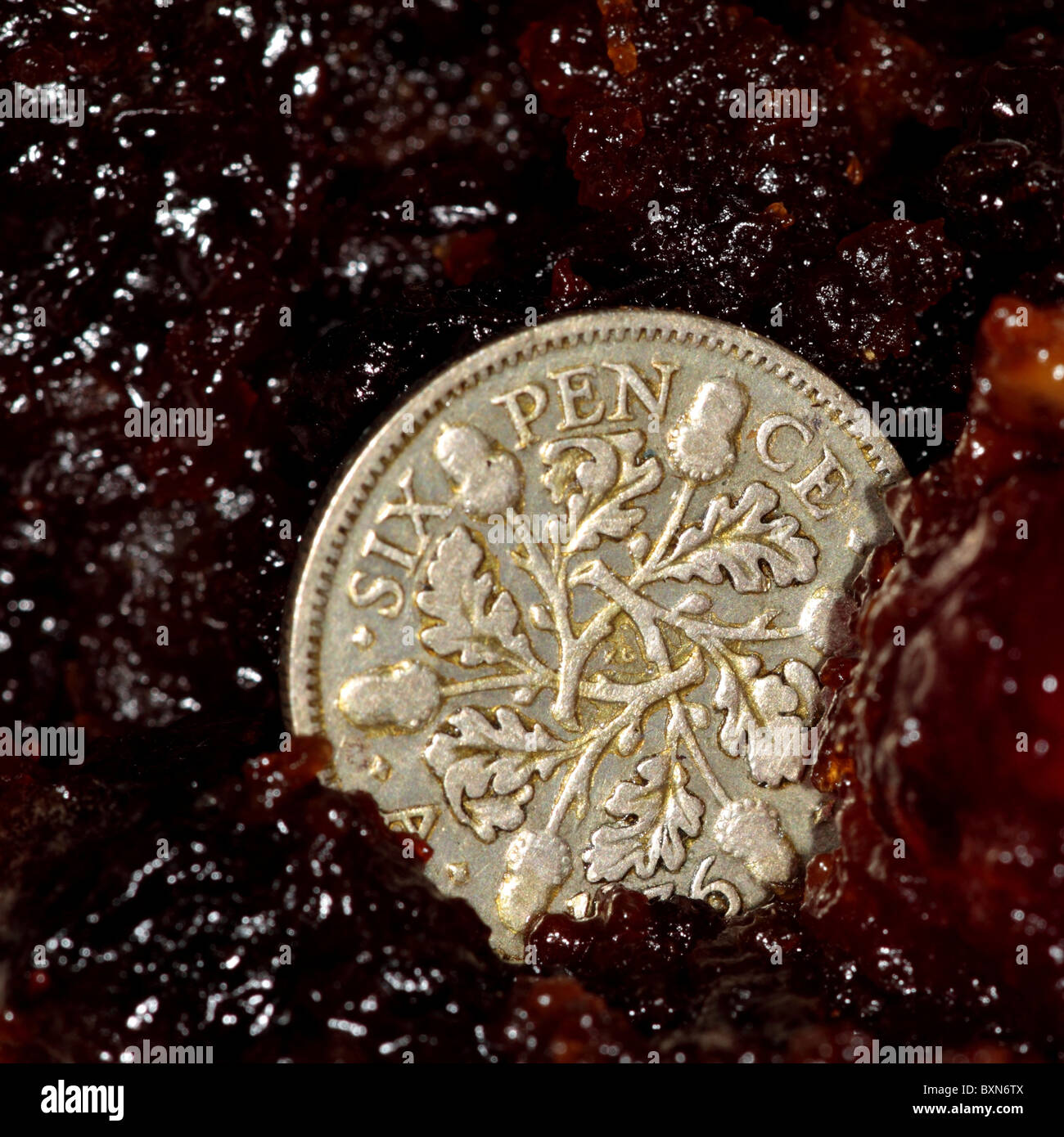 Sixpence - pudding natalizio Foto Stock