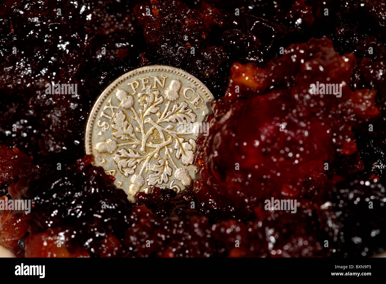 Sixpence - pudding natalizio Foto Stock