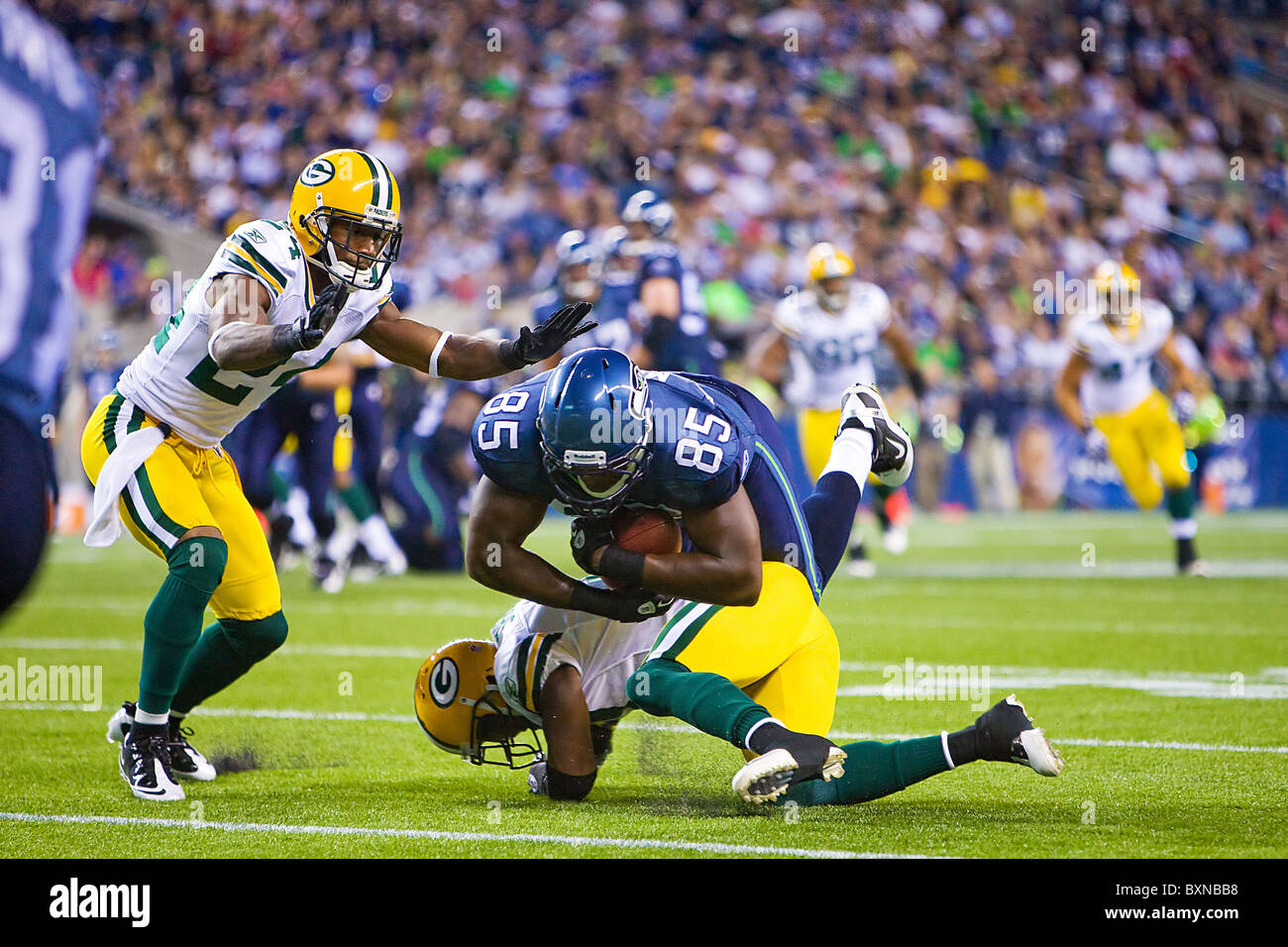 Le squadre della NFL la Seattle Seahawks giocando il Green Bay Packers Foto Stock