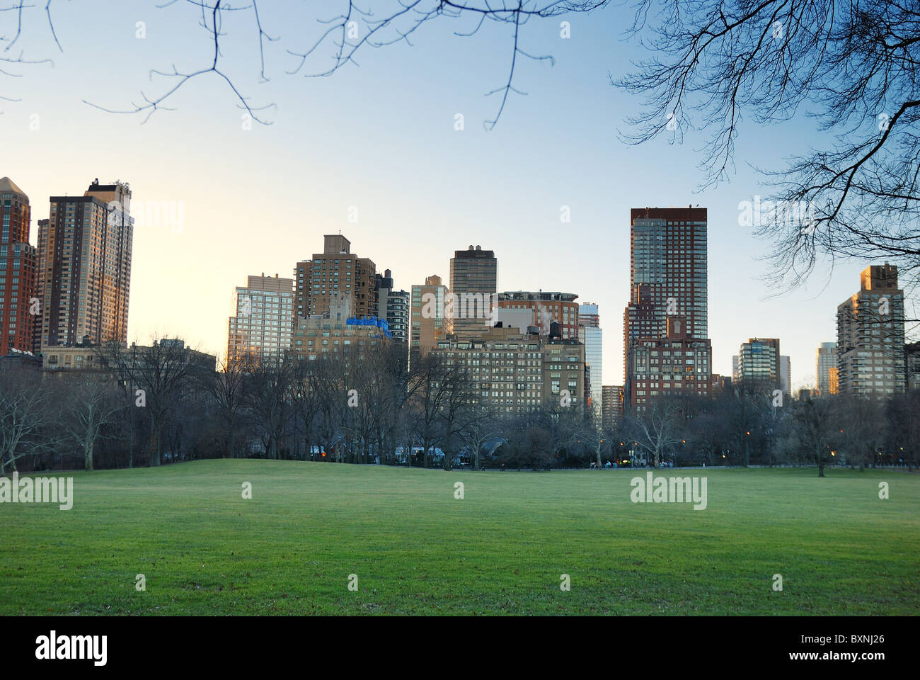 New York City Manhattan Central Park al crepuscolo Foto Stock