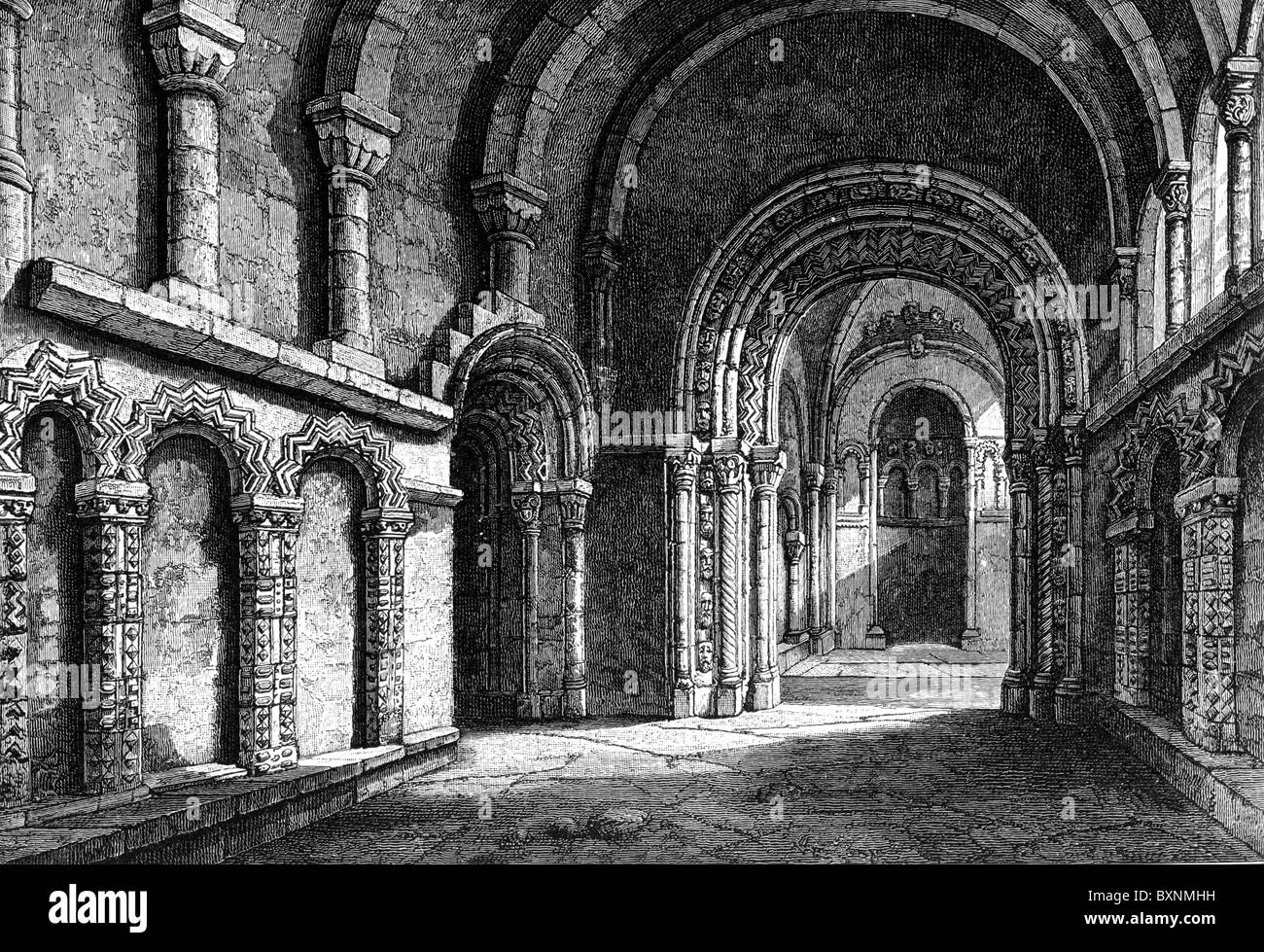 Xii secolo Cormac la cappella, Cashel Abbey, nella contea di Tipperary, Irlanda dopo una incisione di William Henry Bartlett; Foto Stock