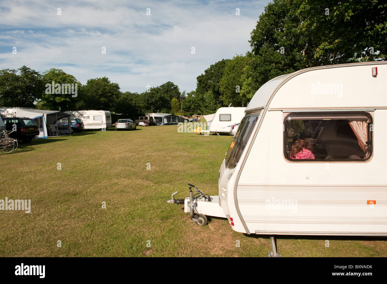 Touring Caravan sul sito Foto Stock