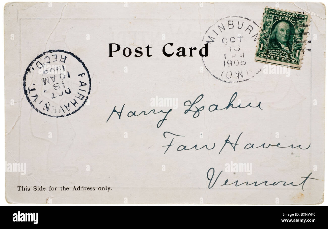 Blank vintage cartolina da early-per-mid-1900s con copyspace Foto Stock