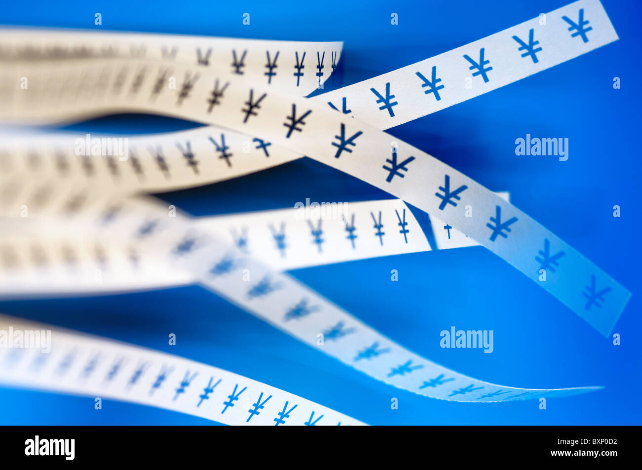 Carta Ticker tape yen simboli Foto Stock