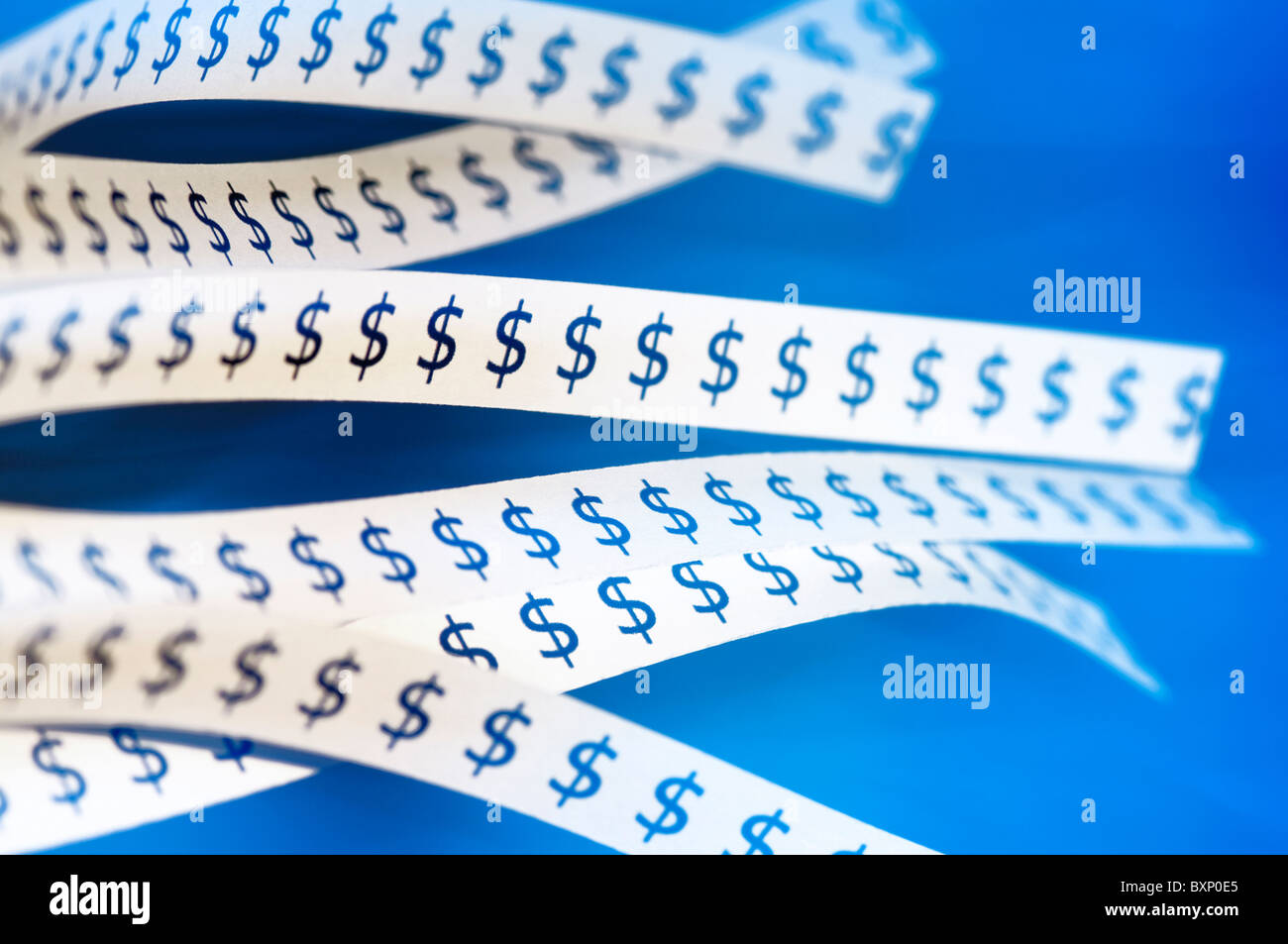 Carta Ticker tape simboli di dollaro Foto Stock