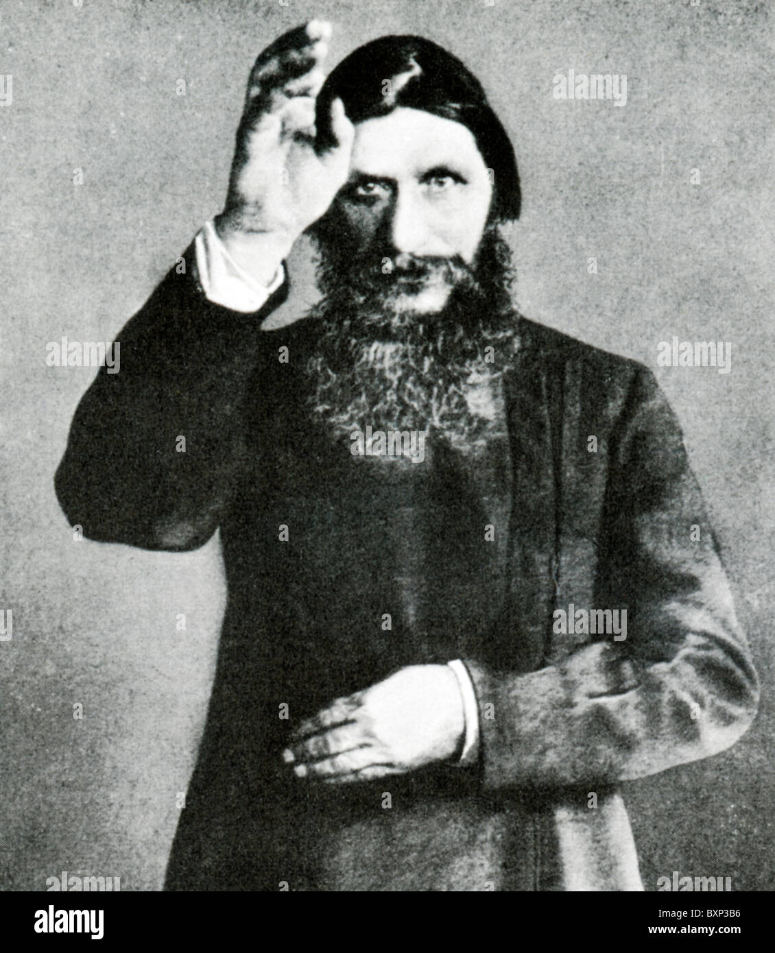 Rasputin, ritratto della mistica religiosa che ha avuto una tale influenza sulla famiglia reale in Russia zarista Foto Stock