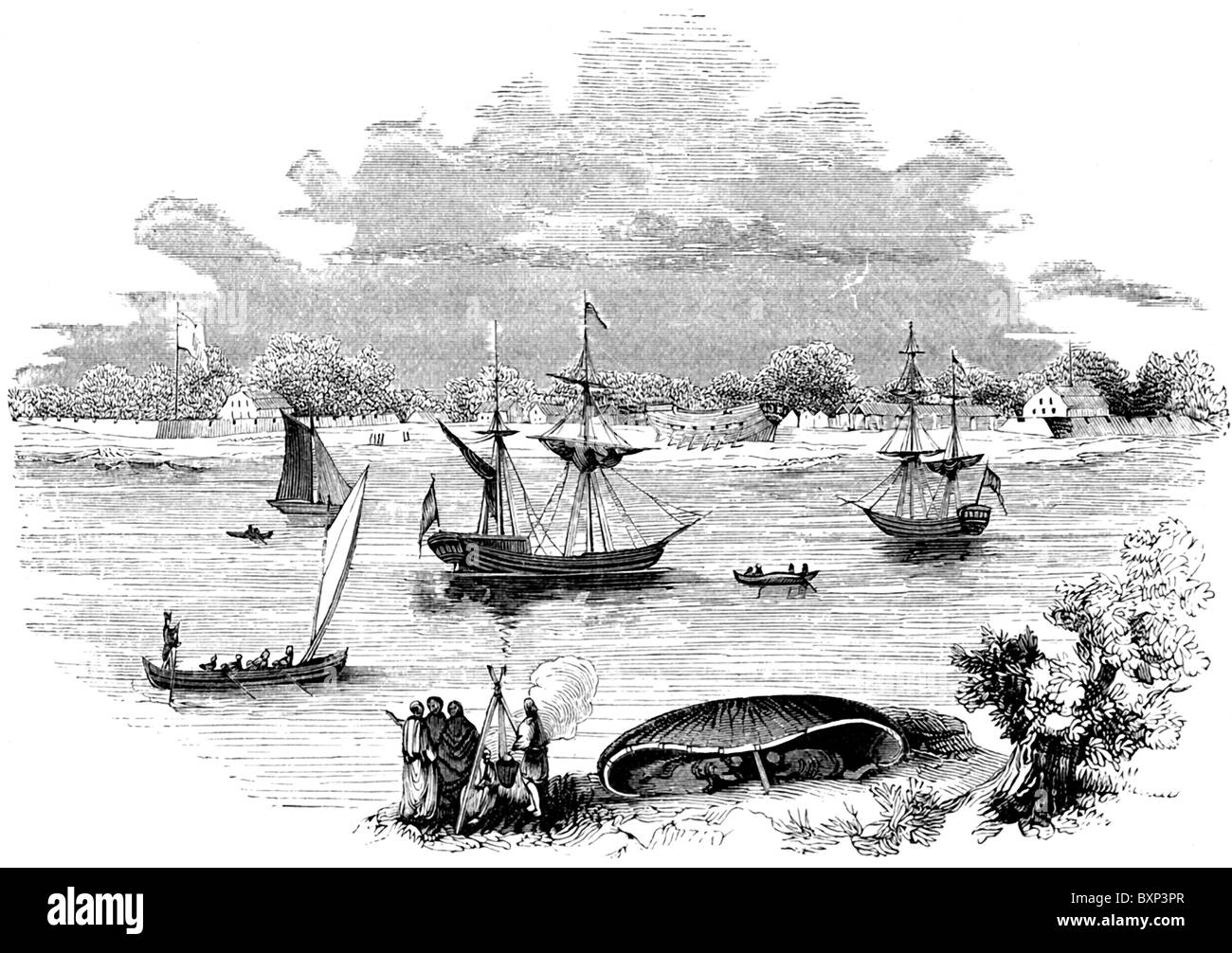 San Giovanni, mostrato qui nel 1776, è una città nella provincia di Terranova, del Canada, che è stato fondato nel Cinquecento. Foto Stock